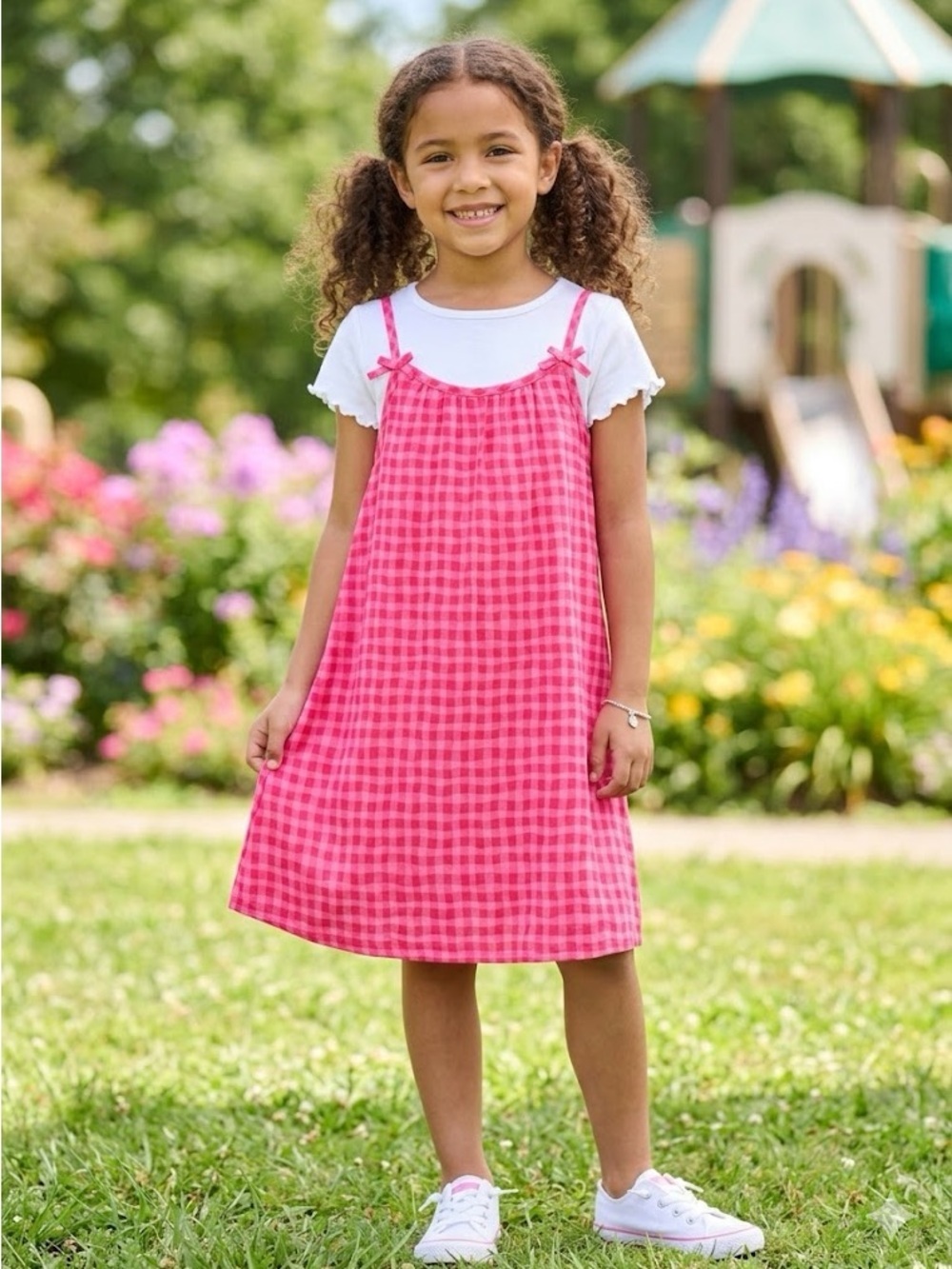 Girls Cami Dress And Short Sleeve Tee! Pink Cheer Color